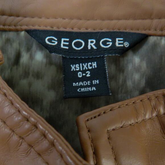 Y2k George Brown Faux Leather Moto Jacket Extra Small Women's Casual Jacket - Picture 5 of 6